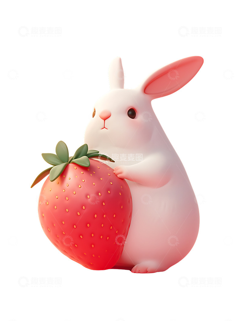 高清大图下载【趣麦麦图】兔子与草莓卡通