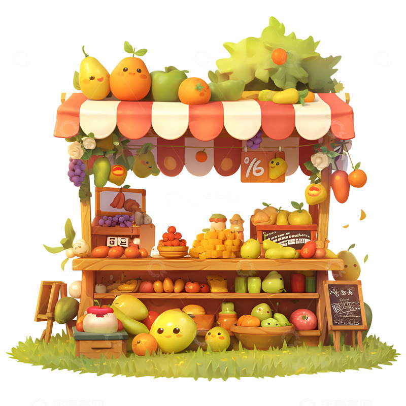高清大图下载【趣麦麦图】一个可爱的水果摊