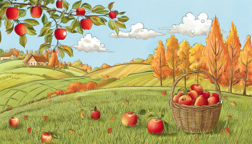 苹果树上的红色苹果插画