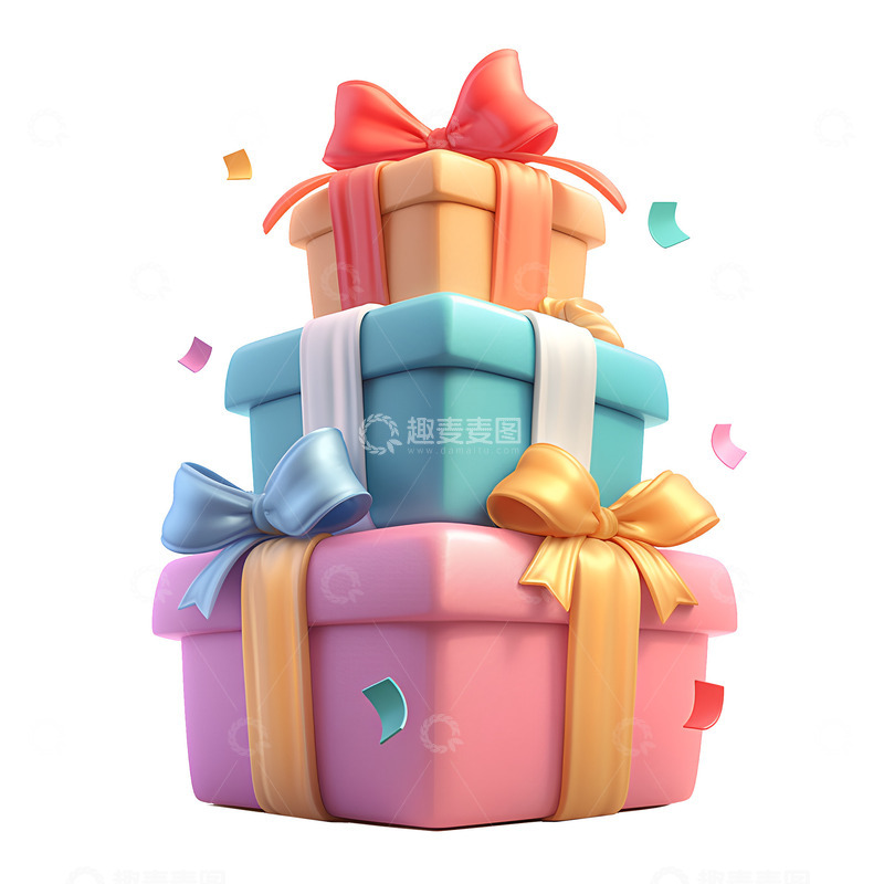 高清大图下载【趣麦麦图】三个叠起来的礼物盒