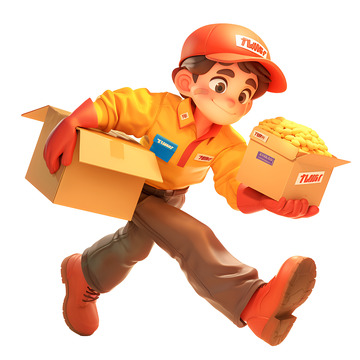 拿着货物送货的外卖员