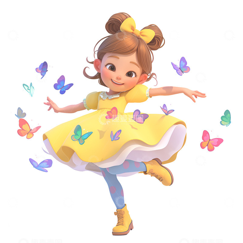 高清大图下载【趣麦麦图】在蝴蝶群中翩翩起舞的小孩