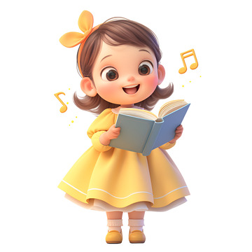 拿着歌词本唱歌的小孩