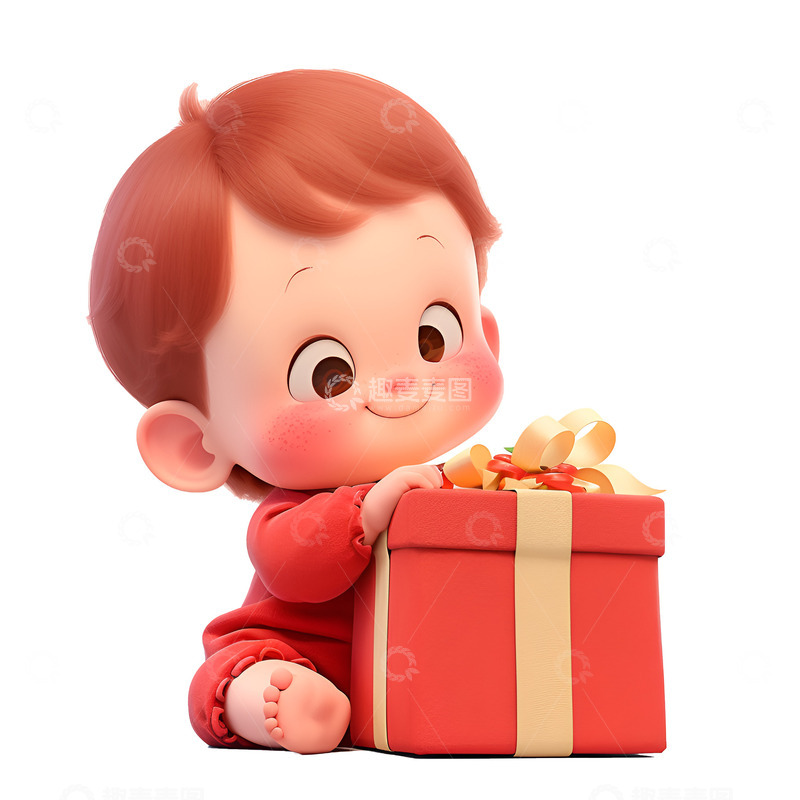 高清大图下载【趣麦麦图】抱着礼物的婴儿