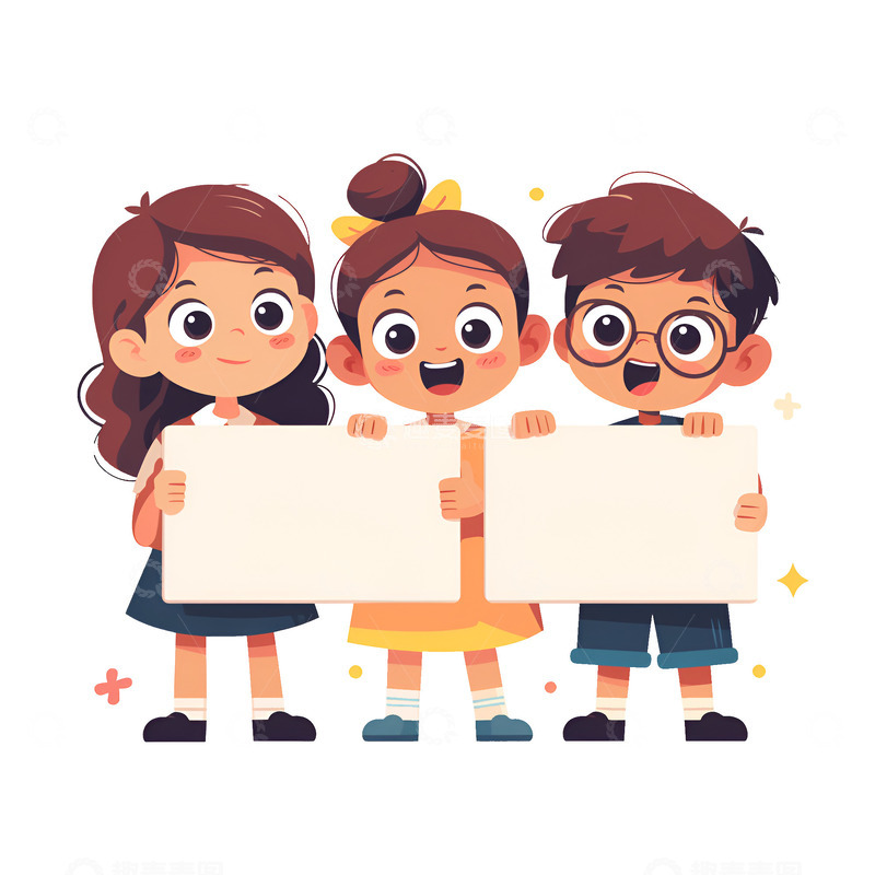 高清大图下载【趣麦麦图】拿着白板的小孩子们