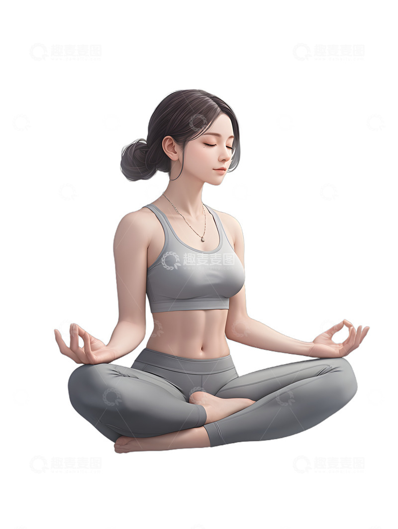 高清大图下载【趣麦麦图】女孩健身瑜伽塑形状