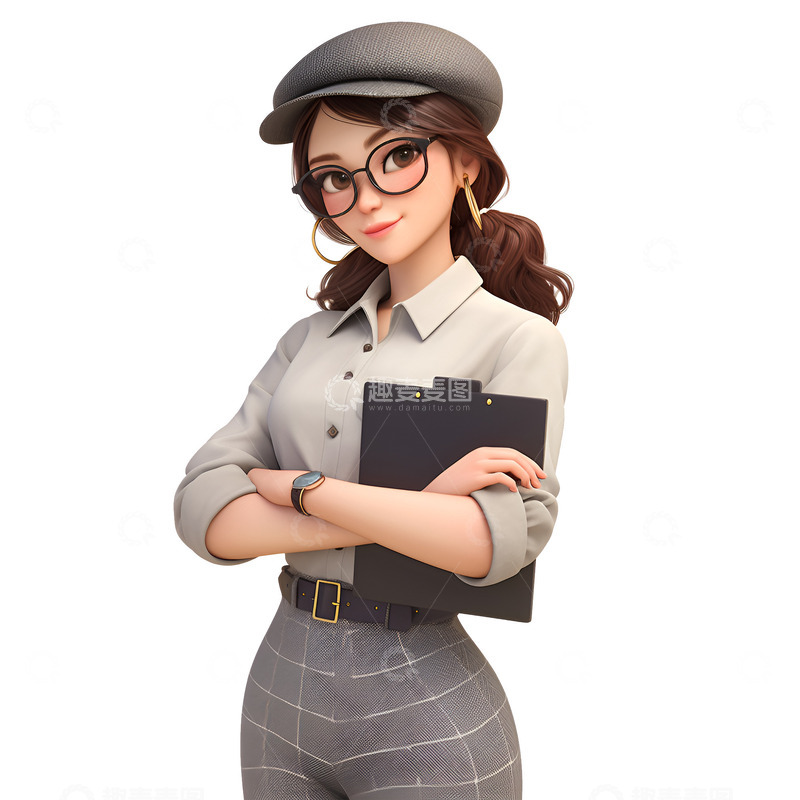 高清大图下载【趣麦麦图】双手环胸的美女白领