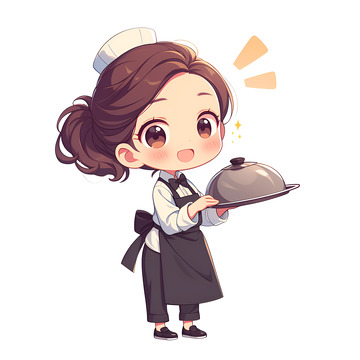 端着盘子的女服务员