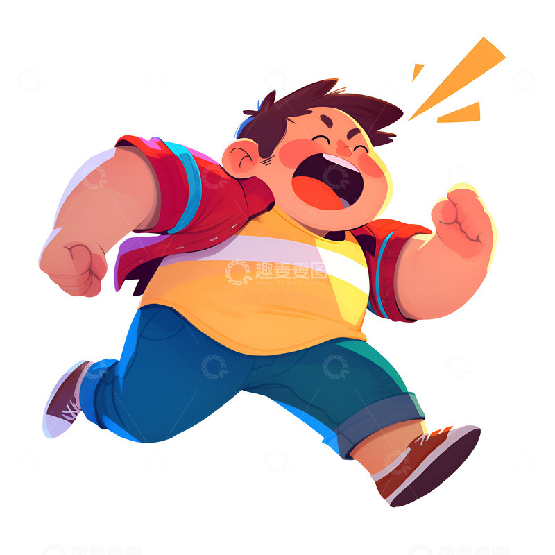 高清大图下载【趣麦麦图】跑步减肥的胖子