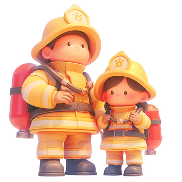 背着灭火器的消防员