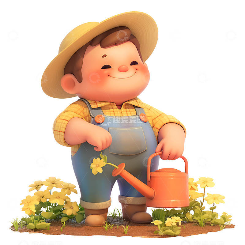 高清大图下载【趣麦麦图】拿着水壶的农场主