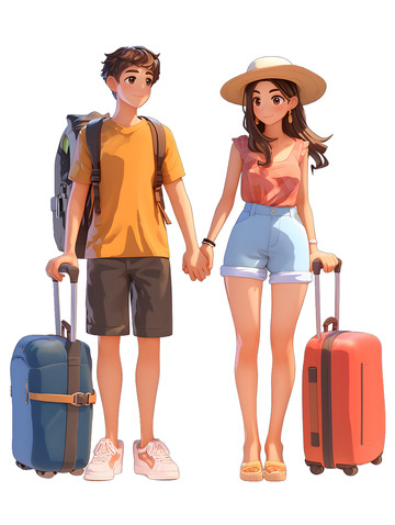 卡通情侣度蜜月