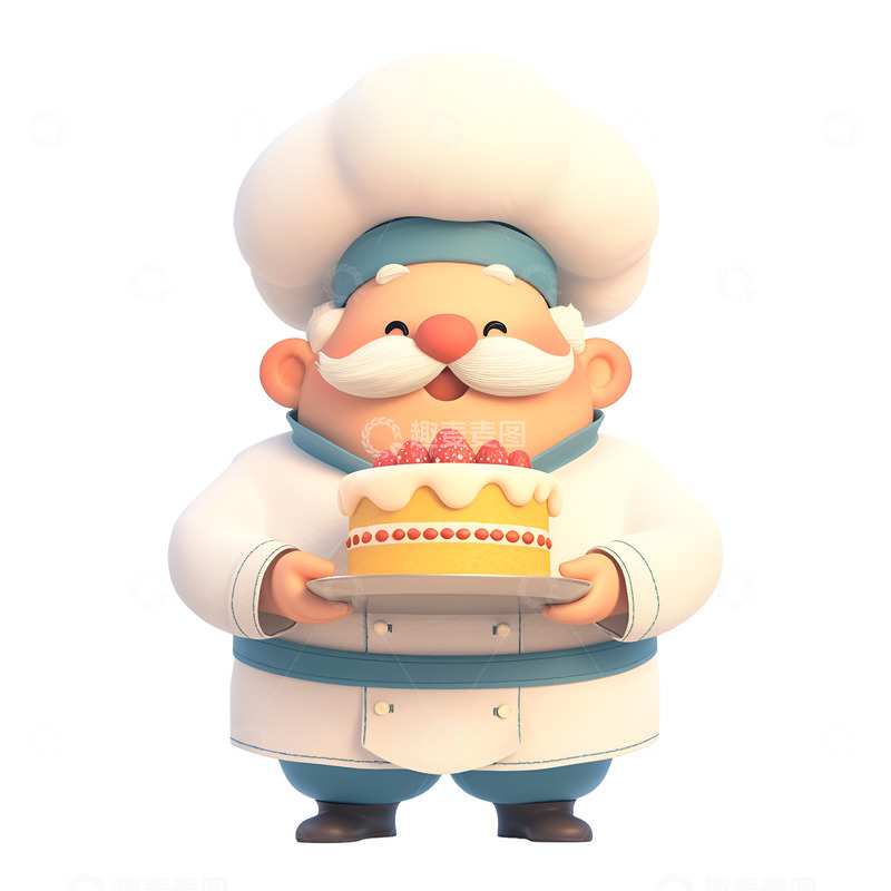 高清大图下载【趣麦麦图】端着蛋糕的大厨