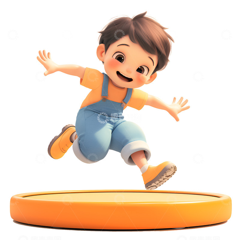 高清大图下载【趣麦麦图】玩蹦蹦床的小男孩