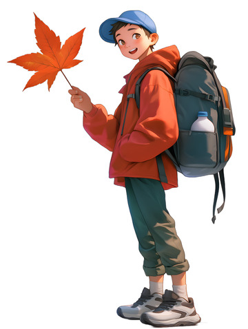 枫叶男士秋游秋天
