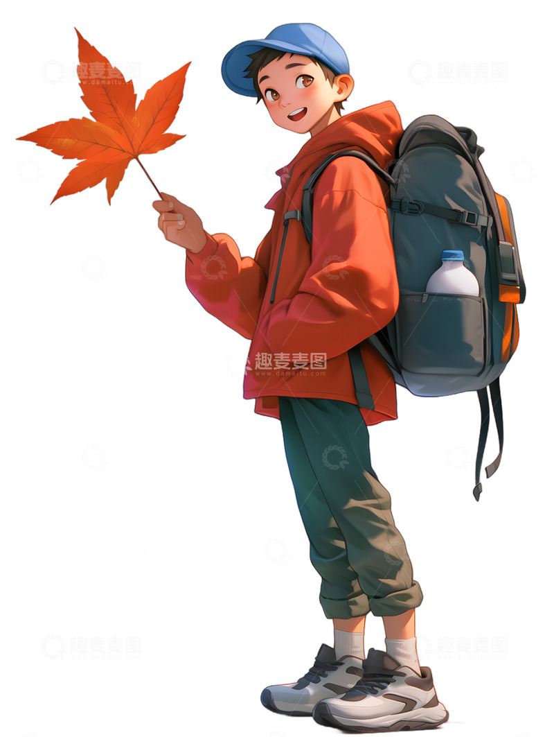 高清大图下载【趣麦麦图】枫叶男士秋游秋天