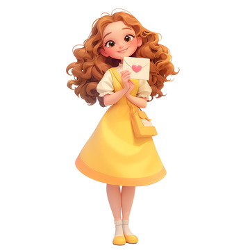 拿着信件的卷发女孩