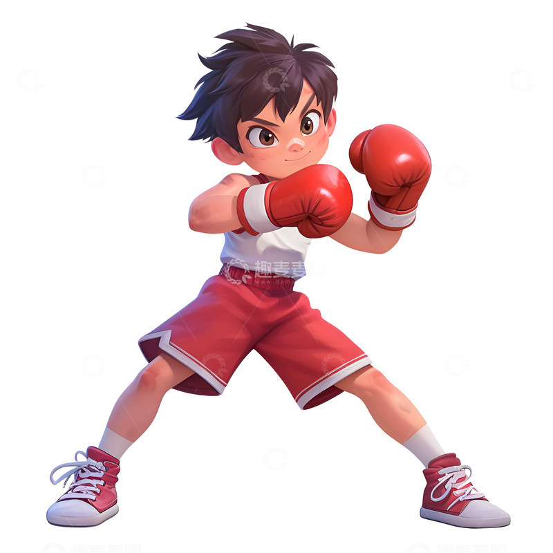 高清大图下载【趣麦麦图】带着拳击手套的男孩