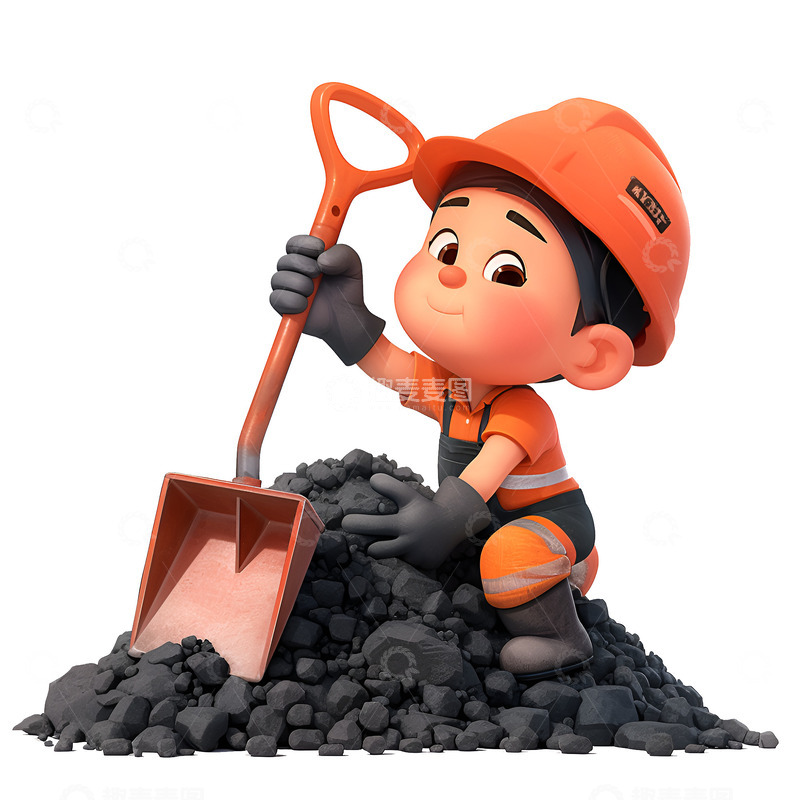 高清大图下载【趣麦麦图】挖煤的小工人