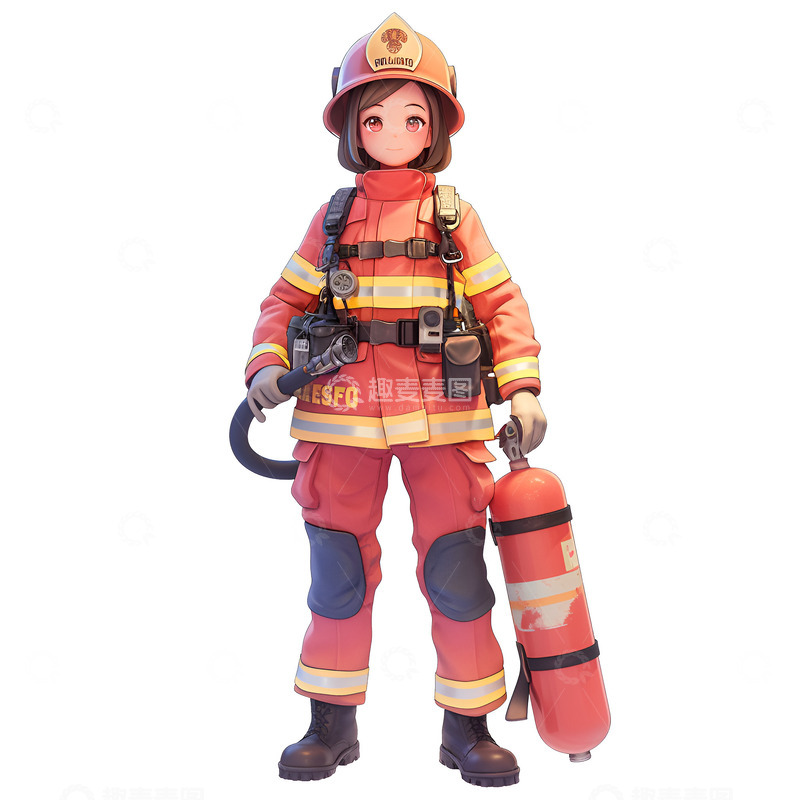 高清大图下载【趣麦麦图】一个拿着灭火器的消防员