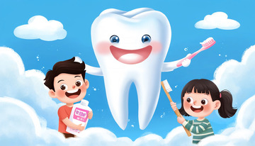 爱牙日护牙好帮手插画