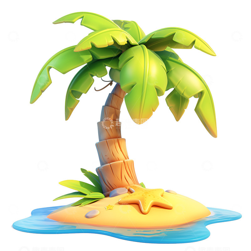 高清大图下载【趣麦麦图】一棵长在海边的椰子树