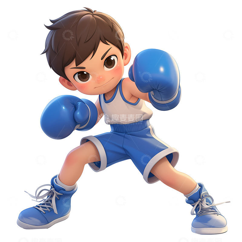 高清大图下载【趣麦麦图】练习拳击的小男孩