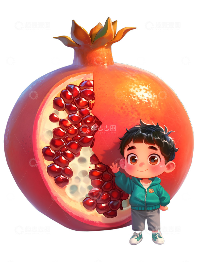 高清大图下载【趣麦麦图】大石榴与小孩儿童