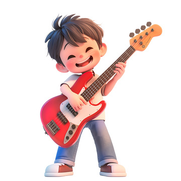 弹贝斯的小男孩