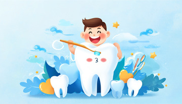 爱牙日护牙好帮手卡通