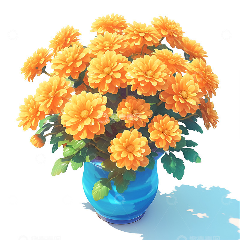 高清大图下载【趣麦麦图】一盆盛开的小菊花