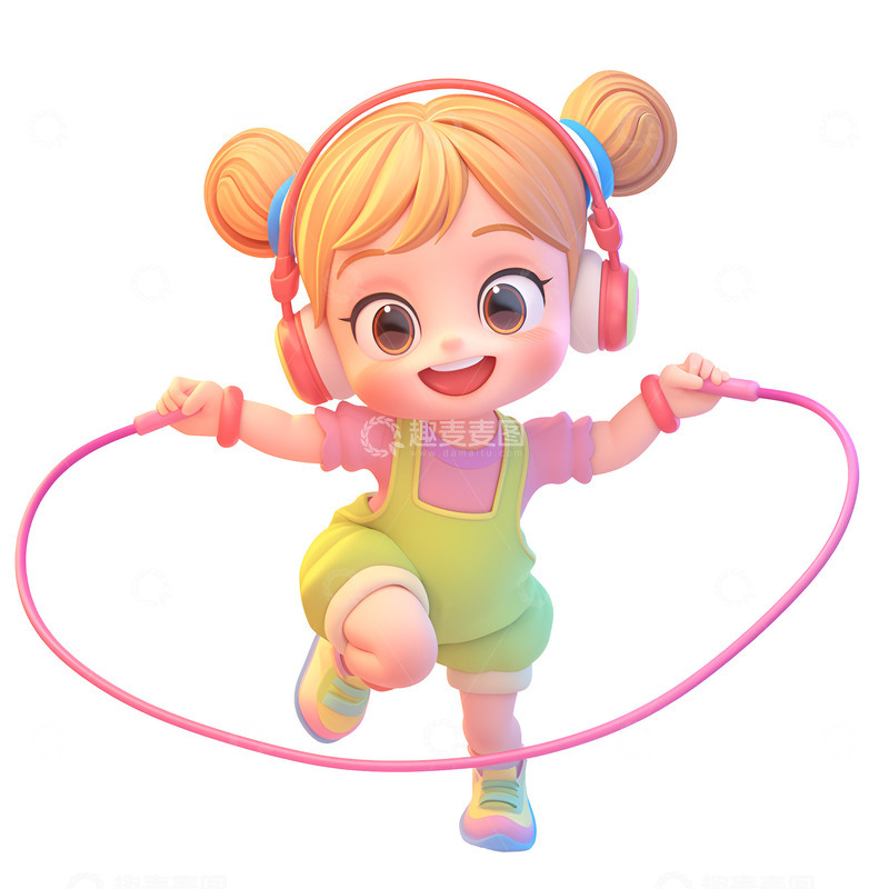 高清大图下载【趣麦麦图】跳绳的小女孩