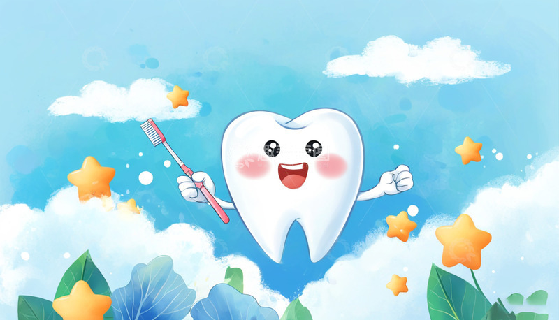 高清大图下载【趣麦麦图】爱牙日护牙好帮手手绘卡通