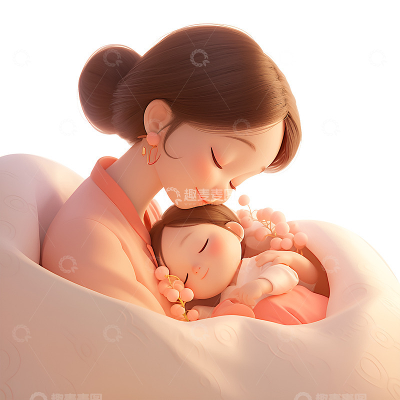 高清大图下载【趣麦麦图】母亲抱着她的孩子