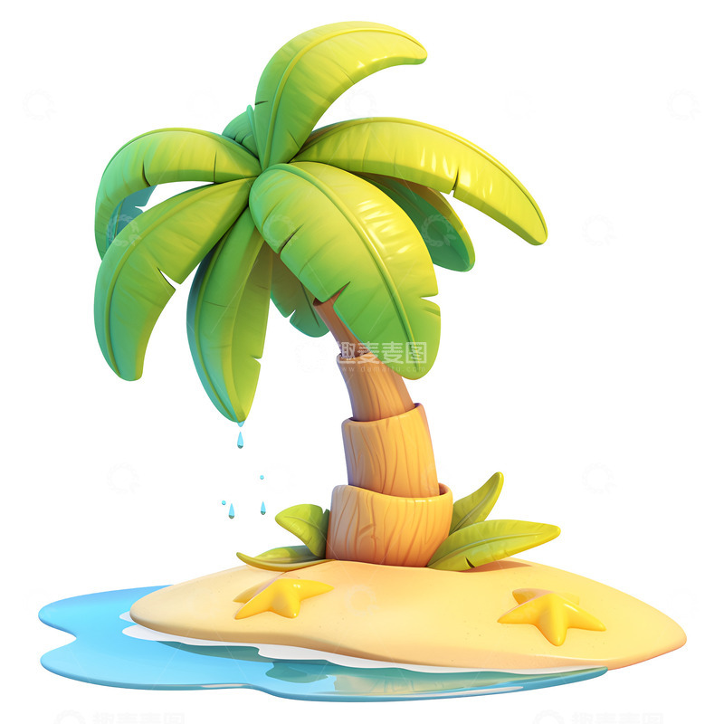 高清大图下载【趣麦麦图】一个沙滩椰子树