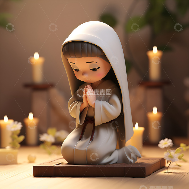 高清大图下载【趣麦麦图】一个祈祷的修女