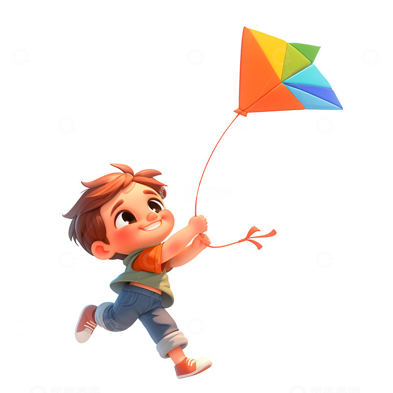 高清大图下载【趣麦麦图】放风筝的小男孩