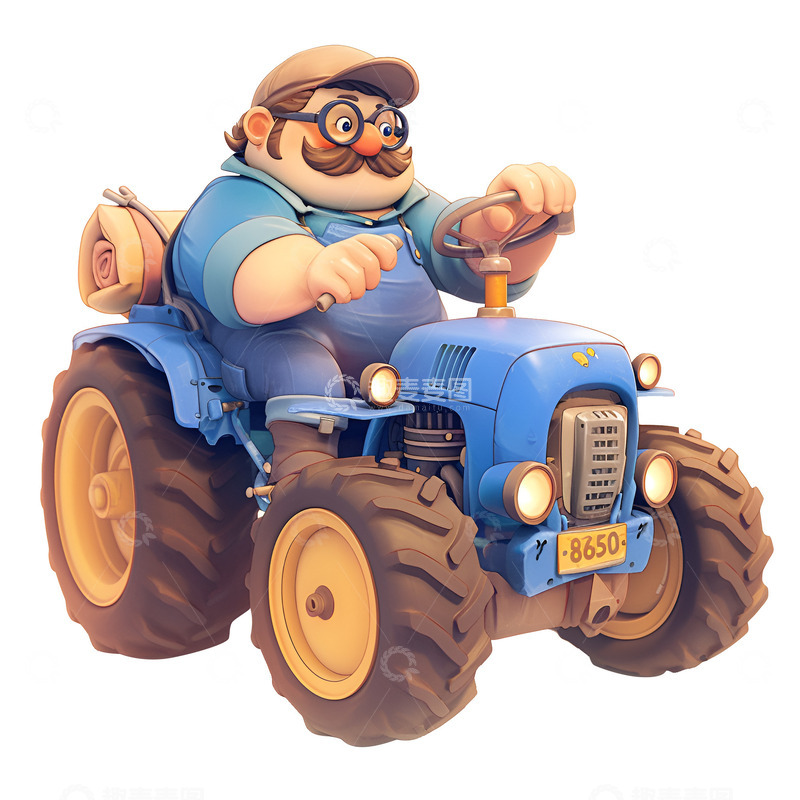 高清大图下载【趣麦麦图】开着拖拉机的大叔