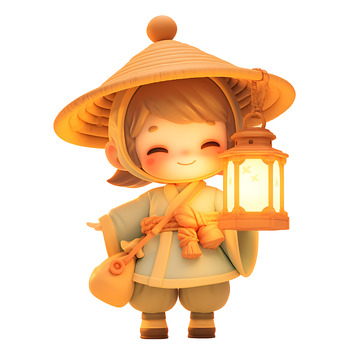 拿着油灯的古代人