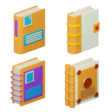 卡通书籍文具3D立体文具书本模型