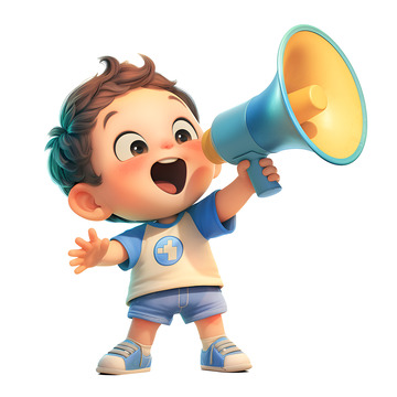 拿着一个大喇叭的孩子