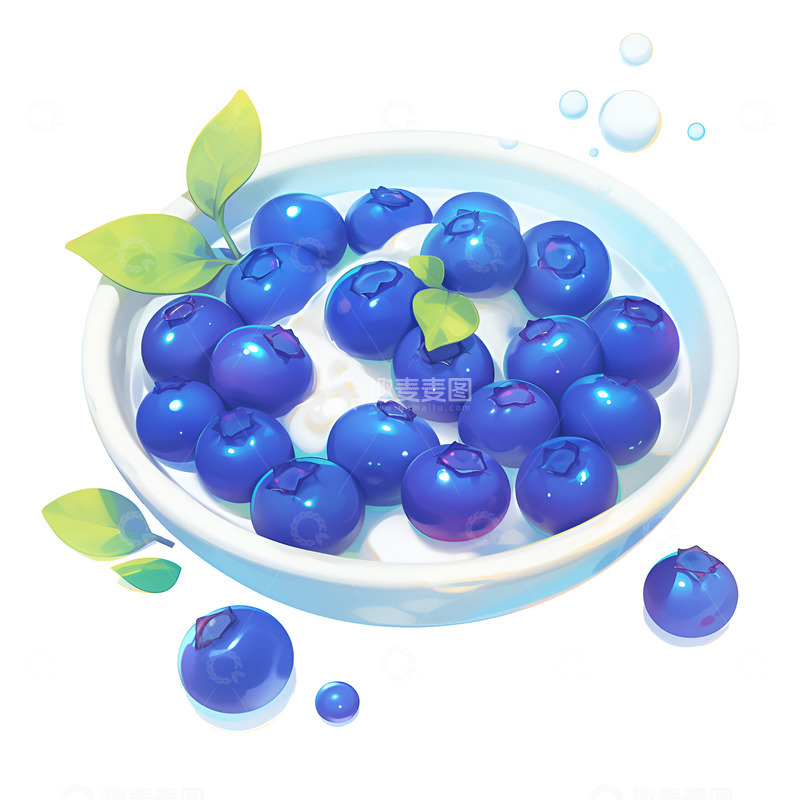 高清大图下载【趣麦麦图】一盘子新鲜蓝莓