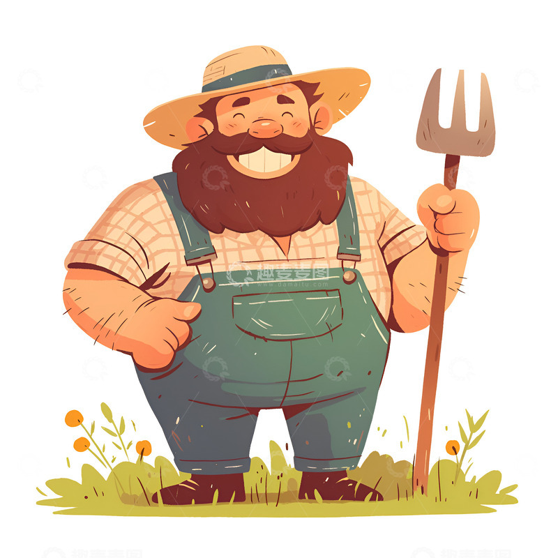 高清大图下载【趣麦麦图】拿着草叉的大胡子