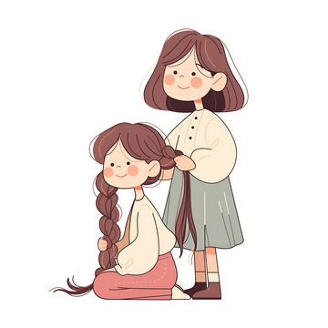 妈妈给女儿编头发