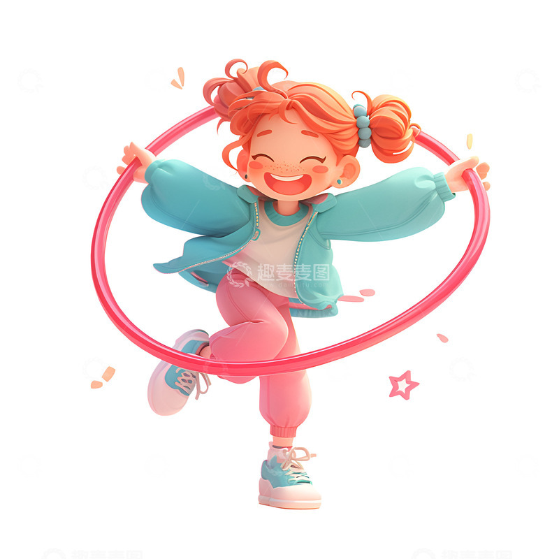 高清大图下载【趣麦麦图】转呼啦圈的小孩