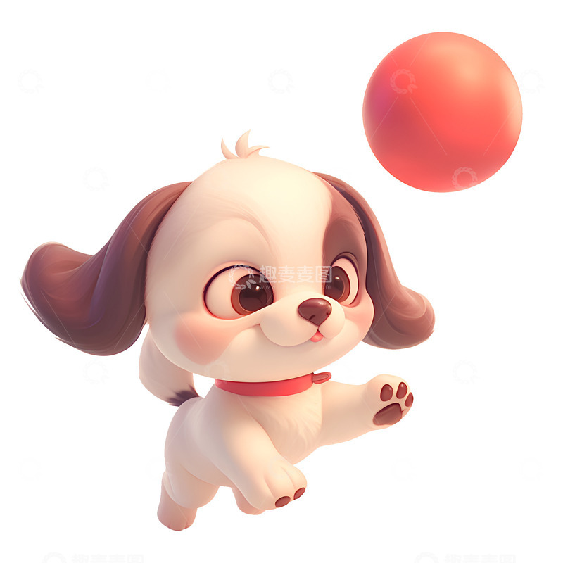 高清大图下载【趣麦麦图】玩皮球的小狗