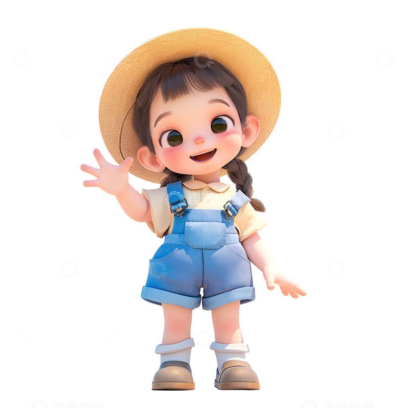 高清大图下载【趣麦麦图】打招呼的小女孩