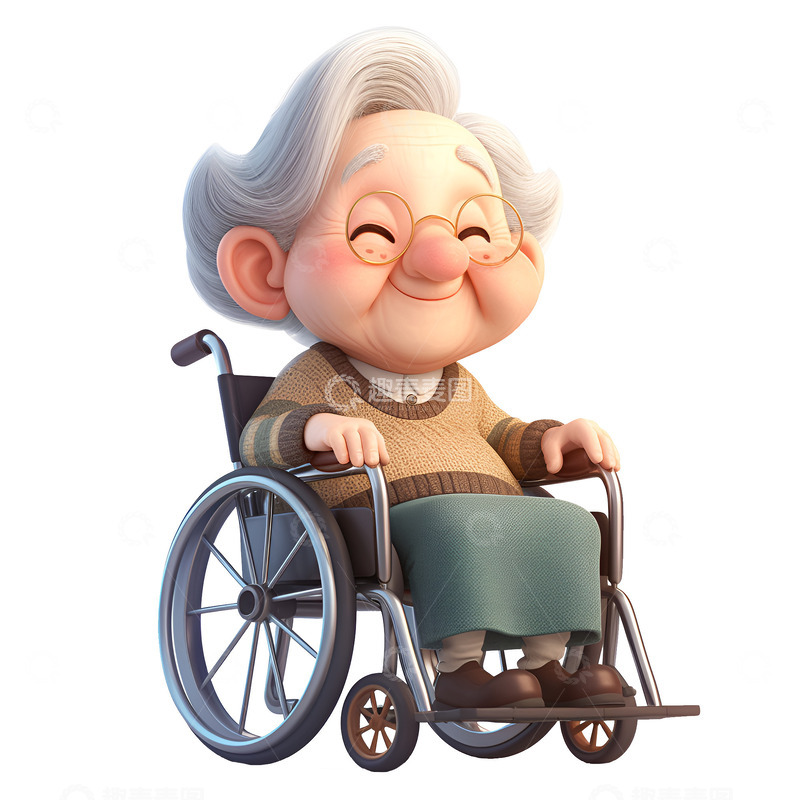 高清大图下载【趣麦麦图】坐着轮椅的老年人