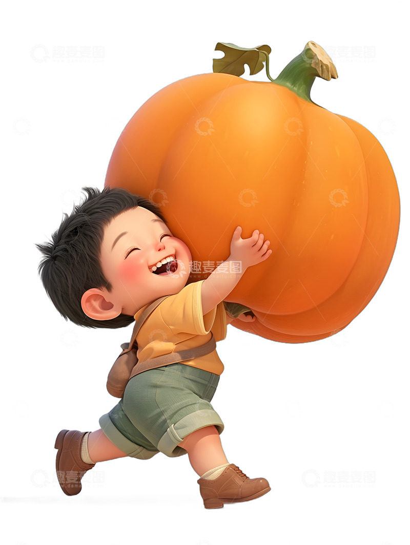 高清大图下载【趣麦麦图】南瓜秋天秋收男孩