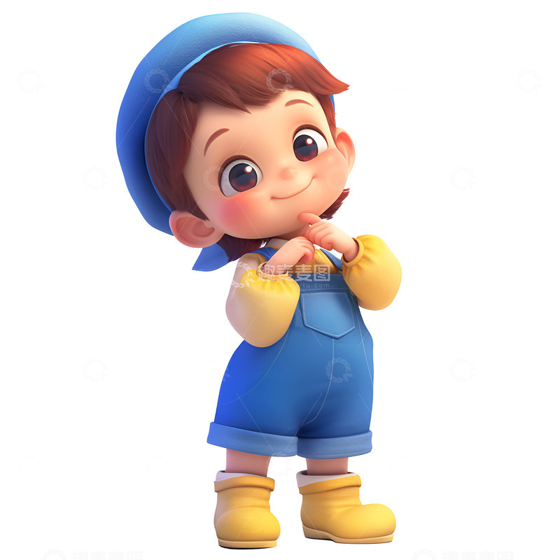 高清大图下载【趣麦麦图】一个站立思考的小男孩